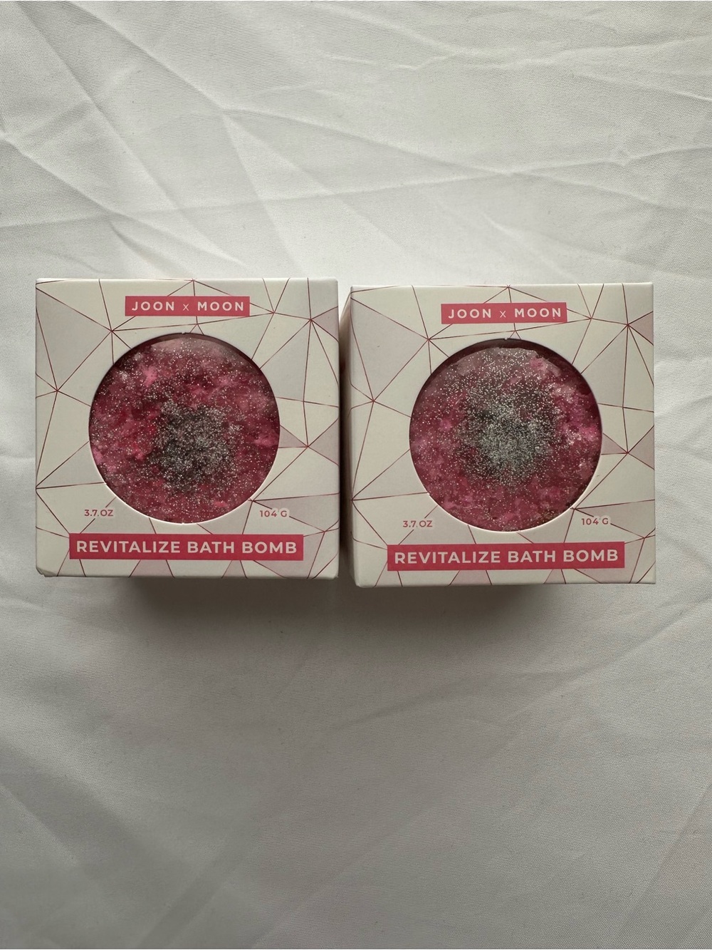 Joon x Moon Revitalize Geode Bath Bomb Set of 2 Pink Glitter Sea Salt 3.7 oz NIB